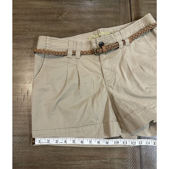 NWT Sonoma Women’s Size 12 Tan Khaki MidRise Belted Modern Short Comfort Stretch - Picture 13 of 16